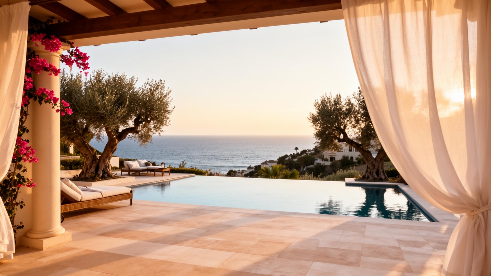 Luxury villa on the Costa del Sol at sunset